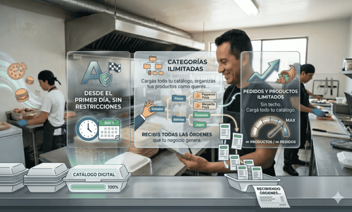 Productos y categorías ilimitadas en Pedify